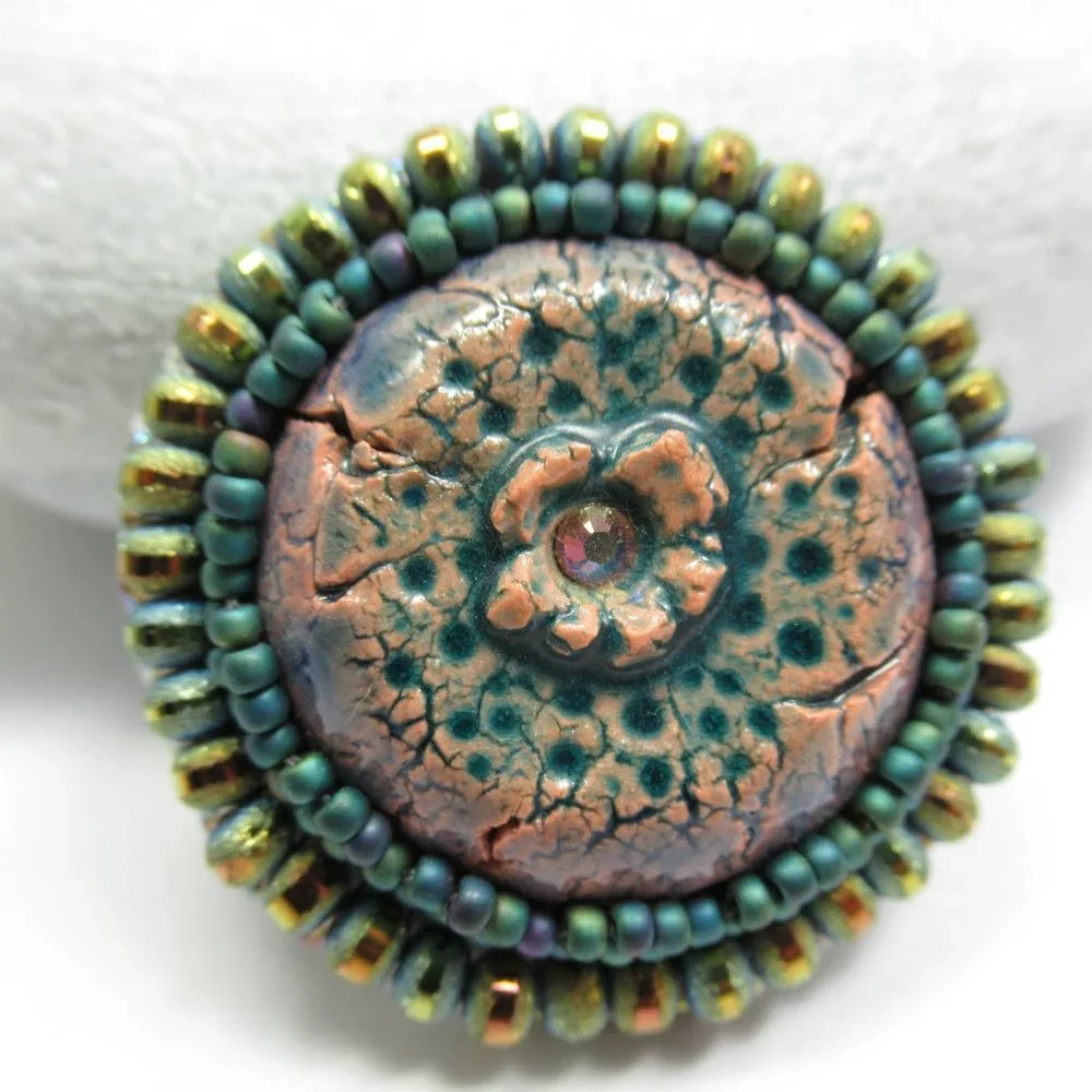 Handmade Cabochon Flower Brooch